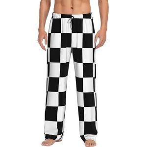 WYCZHY Zwart En Wit Plaid Mannen Pyjama Bottoms Pyjama Broek Voor Mannen Lounge Slaap Bodem Pj Broek Zacht Met Zakken, Zwart, S