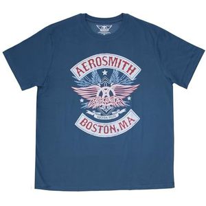 Aerosmith Boston Pride officiële muziek gelicentieerd blauw denim T-shirt, Blauw, S