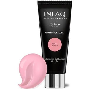 INLAQ® Acryl Gel Nagelgel voor Nagelverlenging – Acryl Polyacrylgel Polygel Verdikking Verbetering Building Natuurlijke Look Verdikkende Builder Versterking Nagel Nail Art – Coral Sunset 30ml