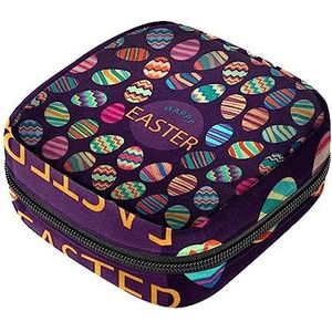 Maandverband Opbergtas, Vrouwelijke Product Pouches Draagbare Periode Kit Tas voor Meisjes Vrouwen Dames Paaseieren Donkere Achtergrond, Meerkleurig, 4.7x6.6x6.6 in/12x17x17 cm