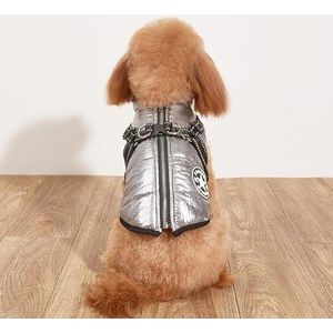 Hondenjas, warme hondenjas, winterjas, gewatteerde fleece vest voor honden, reflecterende jassen voor koud weer voor honden met ingebouwd harnas, waterdicht, winddicht, hondensneeuwjas, kleding met