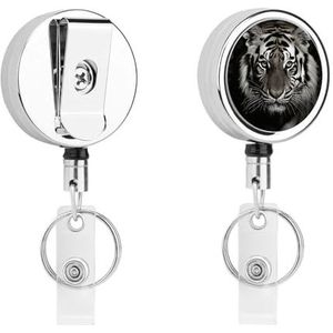 Zwart en Wit Tijger Badge Reel Badge Clip Verpleegkundige Badge Reel Badge Houder Intrekbare Clip Intrekbare Badge Houders Badge Rollen Intrekbare Badge Reel Verpleegkundige Medische Grappig