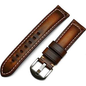 20mm 22mm 24mm 26mm handgemaakte Italiaanse bruine zwarte blauwe vintage lederen horlogeband band Compatibel met Panerai Huawei Mannen horlogeband (Color : Brown, Size : 20mm)