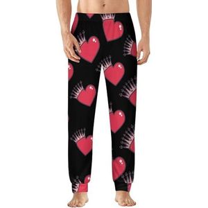 Love Queen pyjamabroek voor heren, zachte loungebroek, lichte slaapbroek