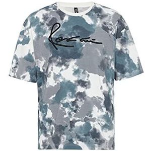 T-shirt voor heren, oversized, korte mouwen, katoen, ronde hals, tie-dye, blauw, L