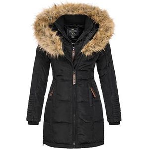 Geographical Norway BEAUTIFUL Donsjas/mantel voor dames, parka, chique fleecejack voor de winter, lange damesjas, Zwart, XXL