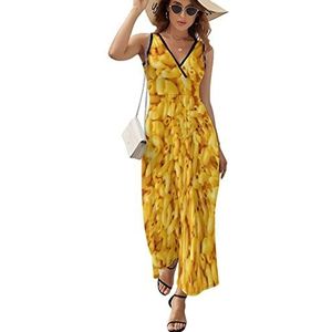Macaroni Maxi lange jurk voor dames, V-hals, mouwloos, tank, zonnejurk, zomer