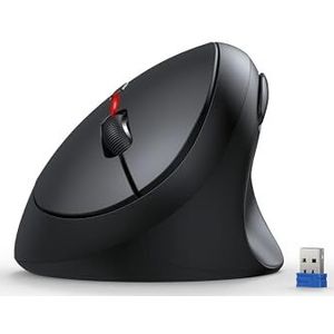 TECKNET Verticaal draadloos, 2,4 GHz draadloos, ergonomisch, 4800 dpi, stille klik, 6 toetsen voor pc, laptop, Mac, zwart