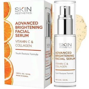 Skin Aesthetics Vitamine C-serum met collageen: behandeling voor donkere vlekken, huidverheldering, anti-veroudering en acne. Koreaanse producten voor vitamine C en collageenverzorging