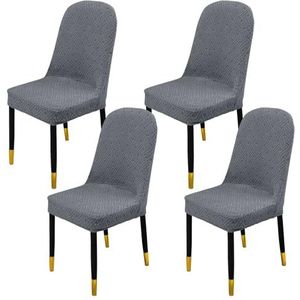 Eetkamerstoelhoes, eetkamerstoelhoezen, Stretch eetkamerstoelhoezen, afneembare stoelhoes met elastische onderkant gebogen rugleuning stoelhoezen wasbaar for woonkamer-roze-set van 2(Color:Light Grey)