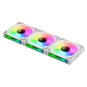 QPSJXN Argb Mirror Cycle Light Effect PC-koelluchtkit van Teucer JM-3 800-1800 rpm, compatibel met 360 mm waterkoeler (White Forward)