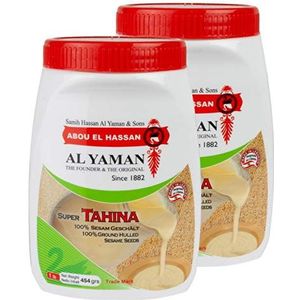Al Yaman - Tahine Arabische sesampasta - Oosterse tahini van fijn gemalen sesamkorrels in set van 2 á 454 g verpakking