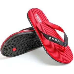 Doucheslipper, Heren zomer slippers - Lichtgewicht rubberen sandalen for strand en buiten(Red,44 EU)