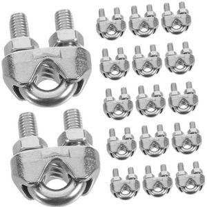 Kabelklemmen, staalkabelklemmen, 20 stuks roestvrijstalen staalkabelklemmen, U-boutzadelbevestigingen for kabelbeheer for thuis- en industrieel gebruik