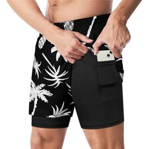 Kokospalmen Ananas Grappige Zwembroek met Compressie Liner & Pocket Voor Mannen Board Zwemmen Sport Shorts