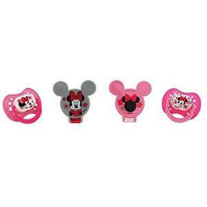 Cudlie Disney Baby Girl Minnie Mouse Pack van 2 fopspeen met 2 clips, bloemen