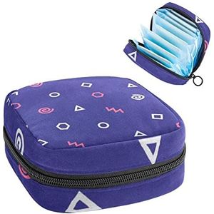 Maandverband Opbergtas,Draagbaar maandverband Opbergzak,Geometrische vorm Doodle patroon, Meerkleurig, 4.7x6.6x6.6 in/12x17x17 cm