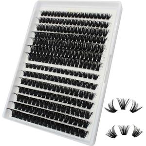 280 stuks 60D dikke volume clusters wimperextensions Russische D-krul individuele wimpercluster gereedschap (60D-0.07D, 9-16 mm)