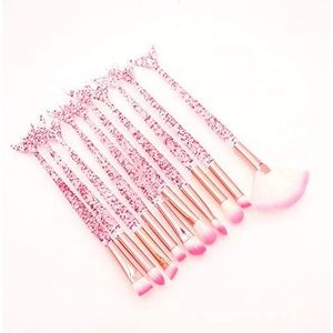Bswefty 10 stks Roze Zeemeermin Make-up Borstels Set Oogschaduw Blush Foundation Borstel Lip Brush Crystal Diamond Make-up borstel Kits maquiagem (Handvat Kleur: 10 stuks Roze)