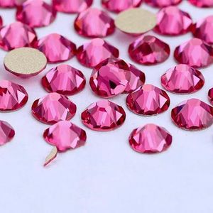 2088 DIY kristal nageldecoraties zonder hotfix, 8 grote en 8 kleine strass steentjes, platte achterkant, plaknagels voor nagelkunst - roos - SS16-1440 stuks