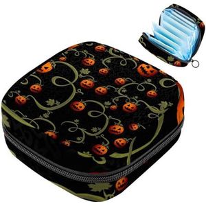 MUOOUM Halloween Spooky Pompoen Maandverband Opbergtas Draagbare Menstruatie Tas Voor Vrouwen Tiener Meisjes Menstruatie Cup Pouch Nursing Pad Houder
