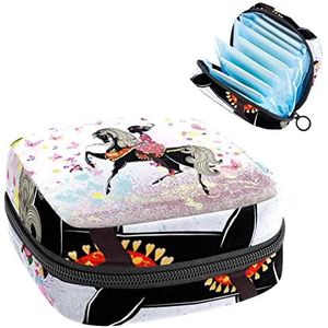 Periode Pouch Draagbare Tampon Opbergtas,Tampon Houder voor Portemonnee Vrouwelijke Product Organizer,Roze Fairy Butterfly Girl Floral Horse, Meerkleurig, 4.7x6.6x6.6 in/12x17x17 cm