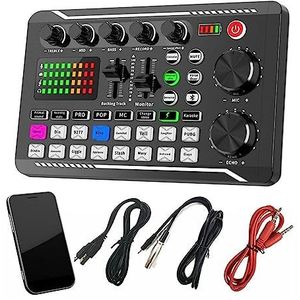 Geluidskaartset, Podcast Microfoon Geluidskaart Kit Professionele Studio Condensator Mic & F998 Live Sound Mixer for Livestreaming Podcasting Opname
