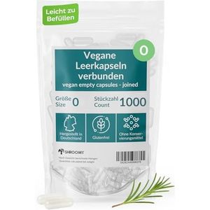 SHROOMY HPMC lege capsules – maat 0 – veganistisch & transparant – 1000 stuks