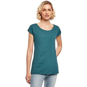 Build Your Brand Dames Dames Dames T-shirt met brede hals, teal, XL