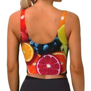 Fruit Regenboog Print Comfortabele Vrouwen Sport Vest Yoga Workout Vest Voor Vrouwen Lichtgewicht Zomer, Zwart, S