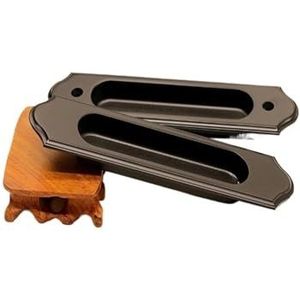 Chinees retro schuifdeurslot voor binnendeur, houten deur, deurslot voor dubbelzijdige schuifdeur, badkamer, balkon, platte knop, Europese stijl (KS05 mat zwart)