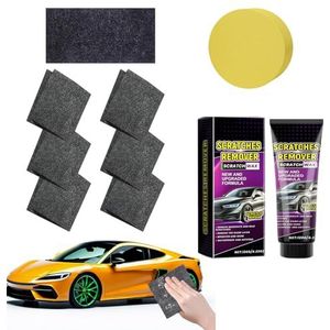 Nano-doek voor het verwijderen van krassen in de auto, reparatieset voor krassen met 6 x nano-doekjes + polijstpasta 120 g, autoreparatie voor lak en glans, verwijdert microkrassen zonder polijsten