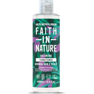 Faith in Nature Natuurlijke lavendel en geraniumconditioner, versterkend, veganistisch en zonder dierproeven, vrij van parabenen en SLS, voor normaal tot droog haar, 400 ml