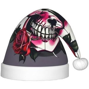 SSIMOO Rose Skull Delightful Kinderen Pluche Kerst Hoed - Vakantie Decoratieve Hoed Voor Feesten, Feestelijk Plezier En Meer