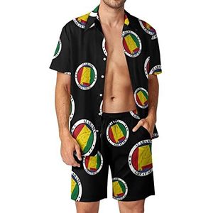 Alabama staat vlag zegel liefde hart mannen Hawaiiaanse bijpassende set 2-delige outfits button down shirts en shorts voor strand vakantie