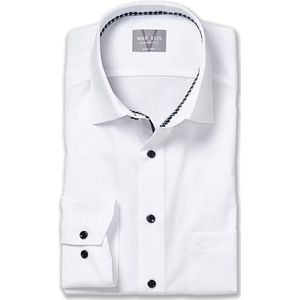 MARVELIS Comfort Fit Overhemd met lange mouwen, effen, popeline, effen, puur katoen, - Wit/00_, 46