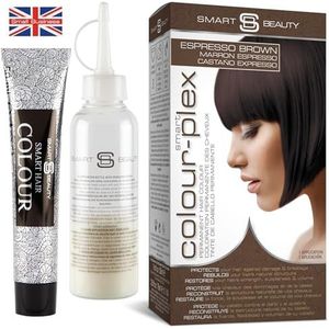 Espresso Donkerbruin Haarverf Permanent met Plex Haarverzorging, 100% Grijs Haardekking Haarverf Kit, Warm Bruin Permanente Haarkleur voor vrouwen en mannen, Wreedheidsvrij, Veganistische Haarverf van