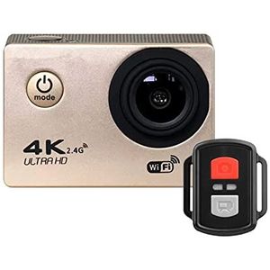 Actiecamera, Action Camera Ultra HD 4K WiFi Afstandsbediening Sport Camera30M Waterdicht Pro Sports DV Helm video-opnamecamera(H9R Gold)