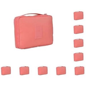 Cosmetische Opbergtas Waterdichte Grote Capaciteit Draagtas Toiletartikelen Pouch Case Thuis Make-up Wassen Pocket Vrouwen Meisjes Rode Wijn, 10 Set (Watermeloen Rood), as description, als