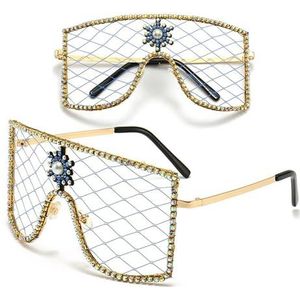 GALSOR Kleurrijke feestbril DIY mesh gepersonaliseerde brillen dames feest bal diamanten decoratie zonnebril (kleur: 2, maat: één maat)