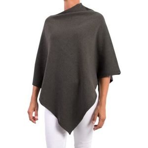 Marenza Poncho van kasjmier-mix voor dames, gemaakt in Italië, Kaki, one size