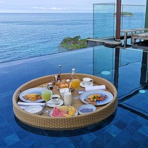 pallet， Drijvende dienblad van rotan, ontbijt, drijvende serveerschaal, luxe ontbijtvilla, zwembaddienblad for feestmaaltijden, catering, wit(Apricot)