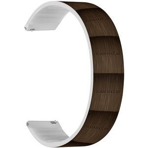 RYANUKA Solo Loop band compatibel met Ticwatch Pro 3 Ultra GPS/Pro 3 GPS/Pro 4G LTE / E2 / S2 (realistisch donkerbruin hout rustiek) quick-release 22 mm rekbare siliconen band band accessoire,