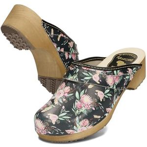 BeComfy - Unisex Lederen Klompen - Zwart - Houten Klompen - 35-46 EU