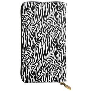 Zebra Print Unisex Lederen Rits Portemonnee Cosmetische Tas voor Party Reizen Vakantie Geschenken, Zwart, Eén maat