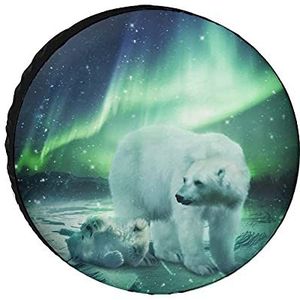Northern Lights Polar Bear Grappige Reserveband Cover Wielbeschermers Gedrukt Gift Voor Camping RV SUV Truck Trailer