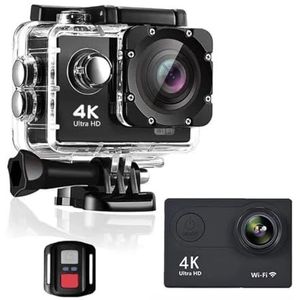 Actiecamera Ultra HD Onderwater Camera H9R WiFi 12MP 2inch LCD 30M Waterdichte 170D Afstandsbediening Helm Fiets Video Camera outdoor Sport Cam (Color : Nero, Size : H9R 0ption4)