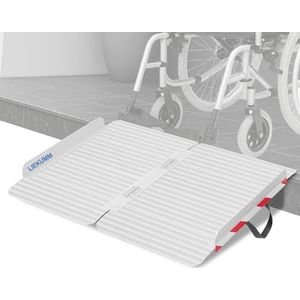 LIEKUMM Rolstoelhelling, 66 cm, 85 cm, verbrede rolstoelhelling voor trappen, 400 kg draagkracht, aluminium helling voor rolstoel, treden, stoepranden, drempelhelling voor elektrische rolstoel