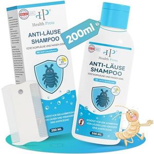 Health Press Anti-luisshampoo – 200 ml voordeelverpakking – luisshampoo inclusief luizenkam – luizenshampoo familieverpakking voor volwassenen en kinderen