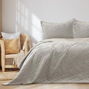 RESTILO Laila Sprei 260x280 cm beige bedsprei dubbelzijdig stiksel fluweel fluweel